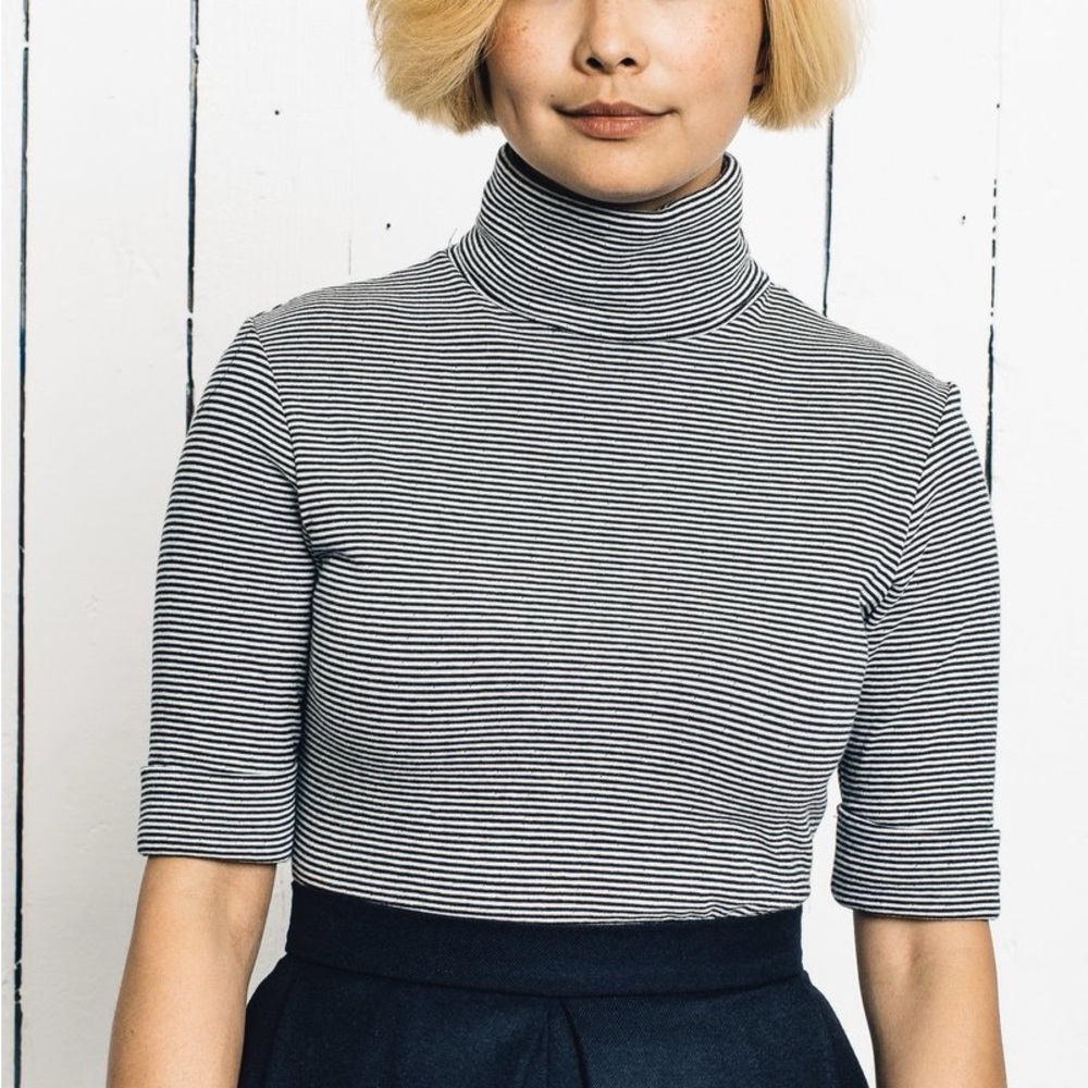 Mara Hoffman Angela Top 100% Organic Cotton Thick Knit Turtleneck Size Medium